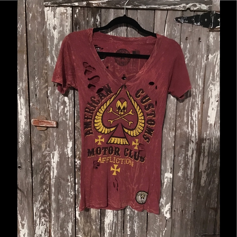 AFFLICTION Burgundy Tshirt