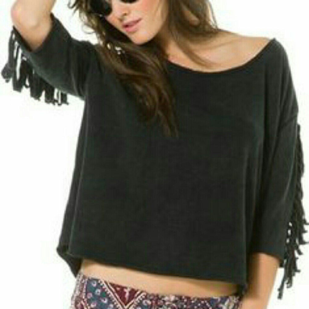 BILLABONG Dark Grey Sweater/Pullover Fringe
