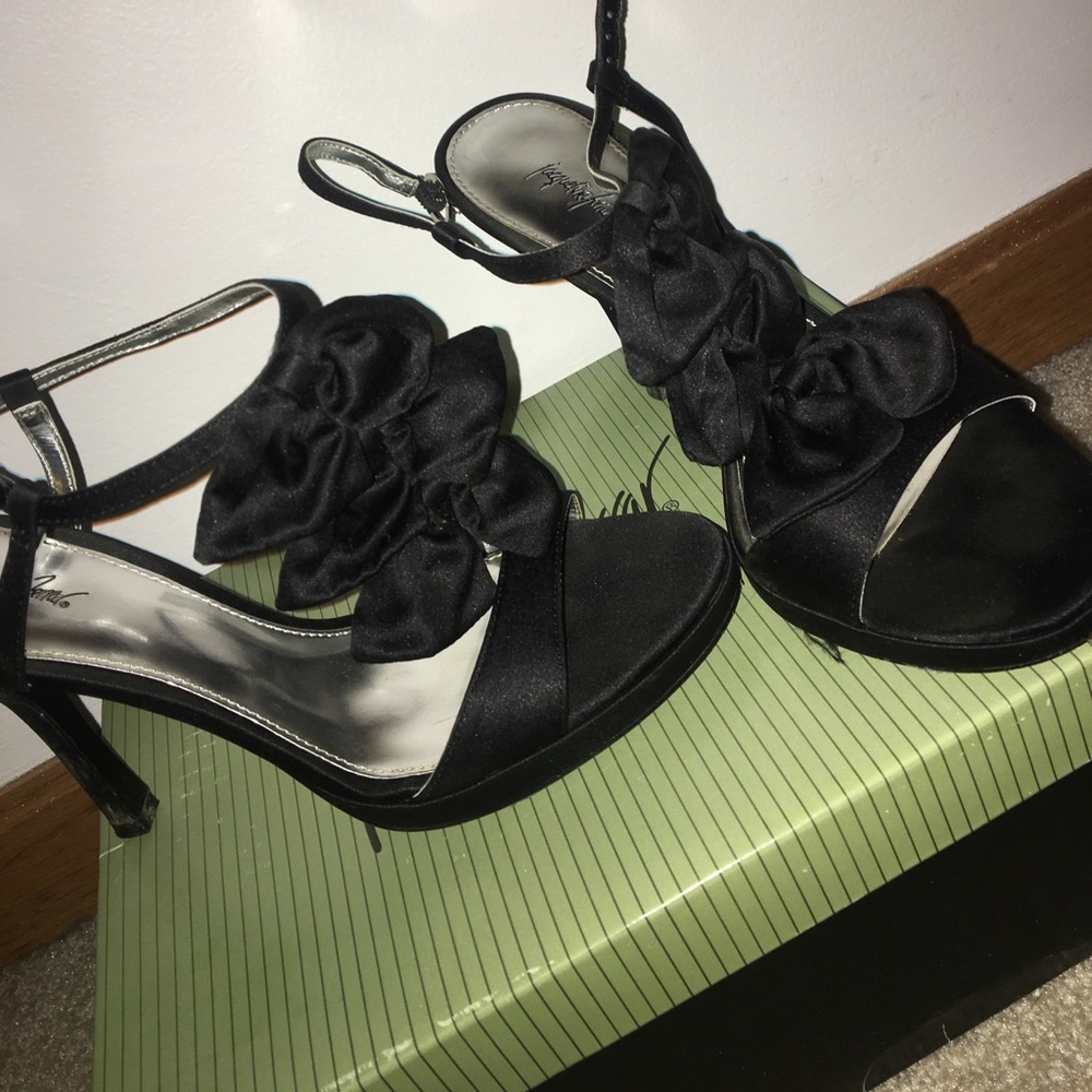 Black strap heels