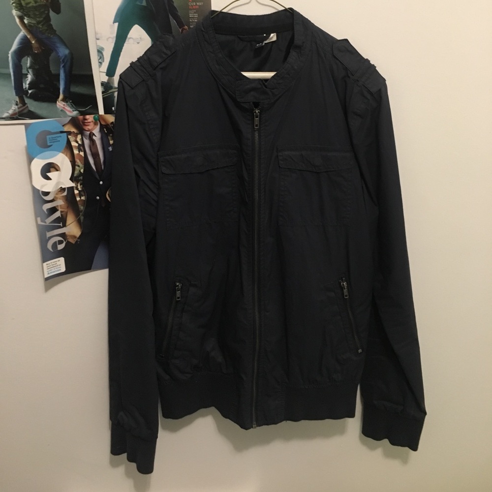 Navy Blue Collared Bomber (Size M)