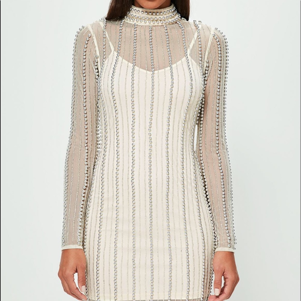 Missguided  Love + Peace beads, sheer dress size 4