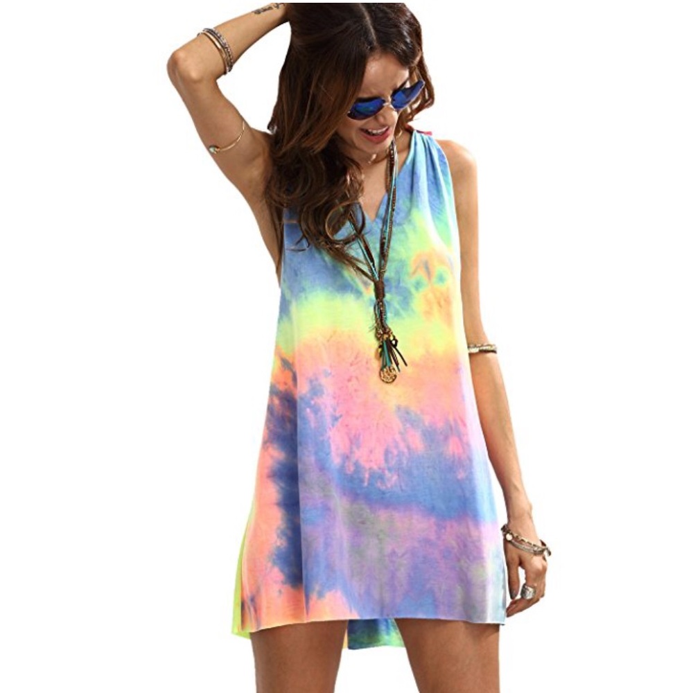 TIE DYE SHIRT DRESS/COVERUP