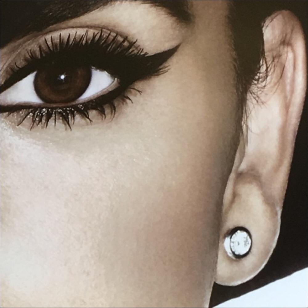 Solid 14k Yellow Gold 6.5mm CZ Bazel Stud Earrings - Picture 3 of 3