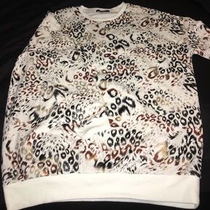 Leopard print crew neck sweater