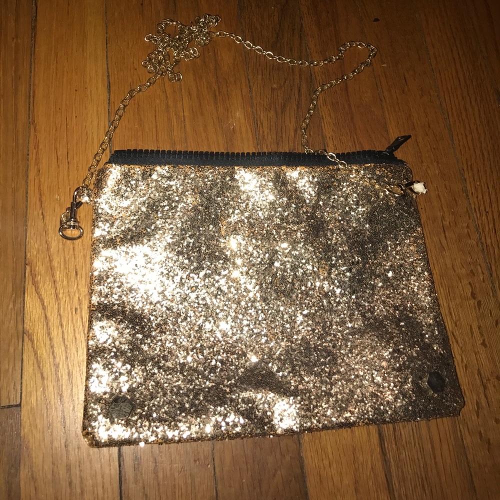Gold sparkle wristlet