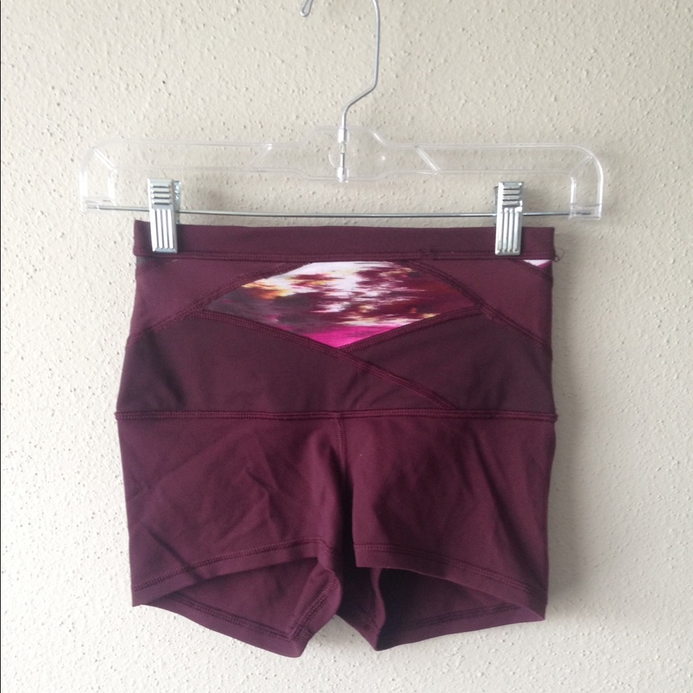 Purple Lululemon yoga/running shorts size 4