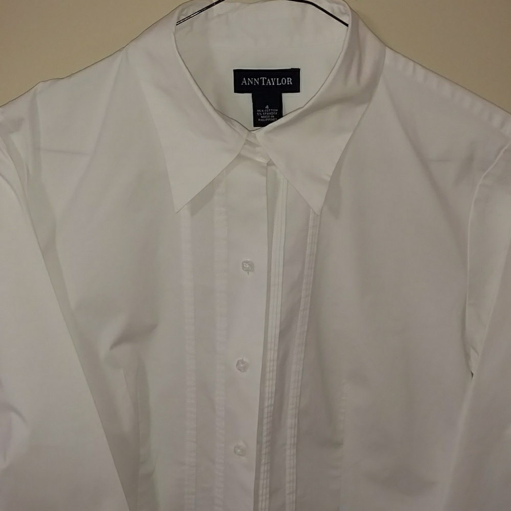 White button Ann Taylor down blouse