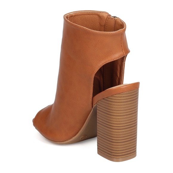 Wild Diva Peep Toe Open Back Chunky Heel Booties - Picture 3 of 5