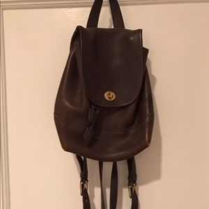 Small coach brown leather backpack