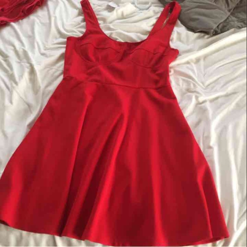 Red cotton skater dress
