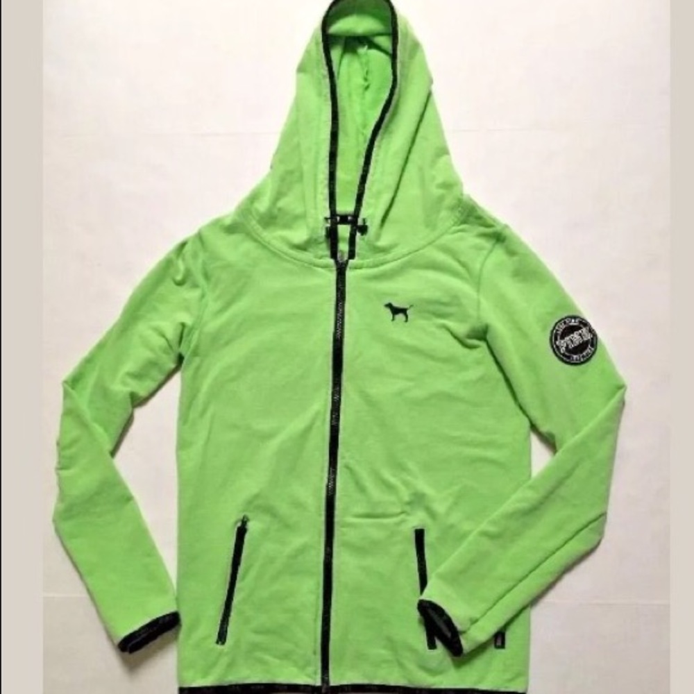PINK Victoria's Secret Green zip up hoodie small