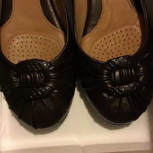 Brown low heel wedge