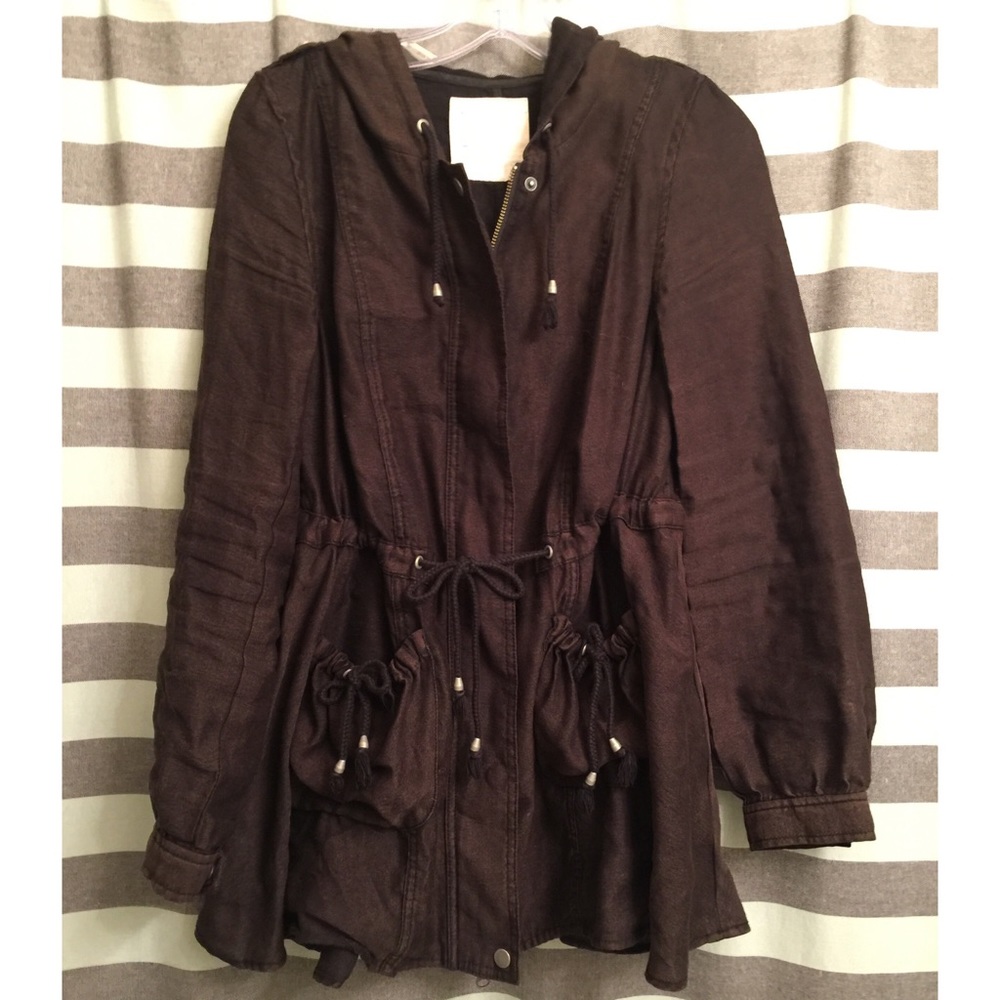 Free People brown Linen utility jacket size s