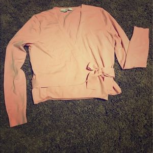 Women's pale pink wrap around blouse