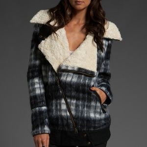 FREE PEOPLE SHERPA WOOL OVERSIZED MOTO JACKET L