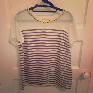 ANTHRO: Silk blouse w/ crystal neckline