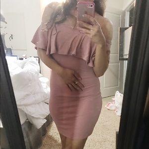 Pink off the shoulder dress