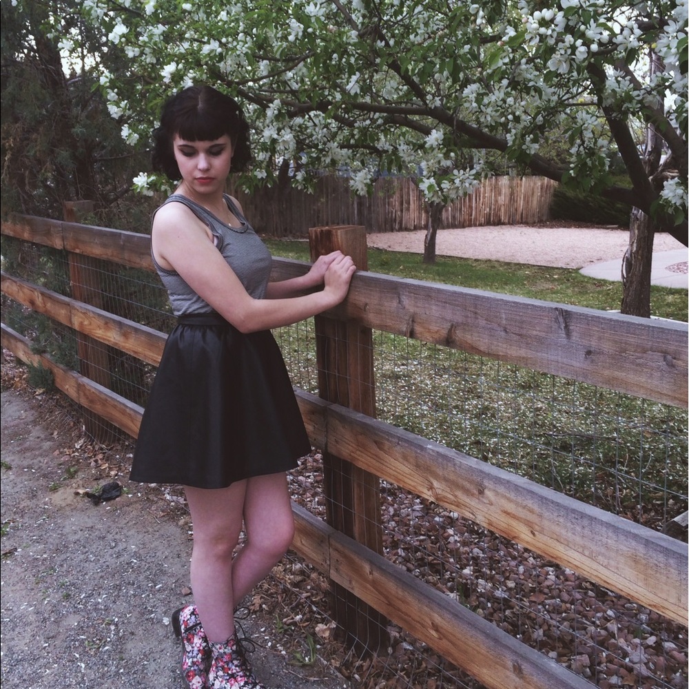 H&M Faux Leather Circle Skirt