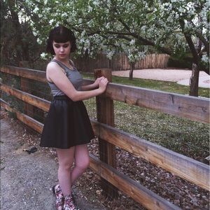 H&M Faux Leather Circle Skirt