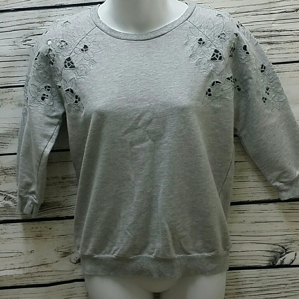 Ann Taylor Loft floral cut out sweatshirt