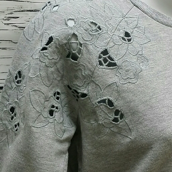 Ann Taylor Loft floral cut out sweatshirt - Picture 2 of 6