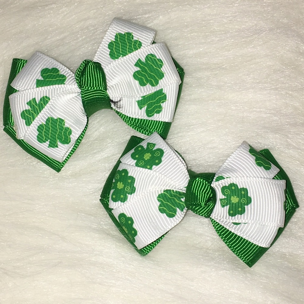 Set of two "Four Leaf Clover" hair clips