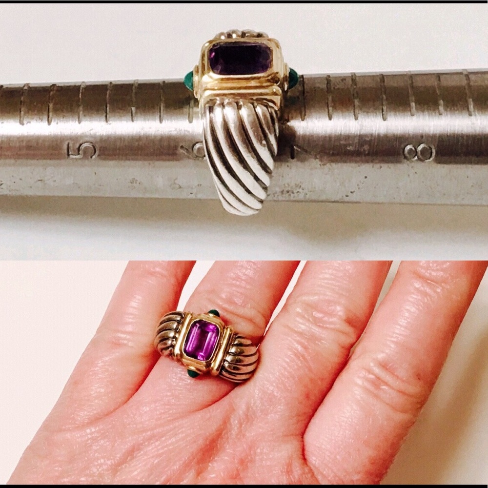 David Yurman Amethyst Green Onyx Renaissance Ring - Picture 5 of 6