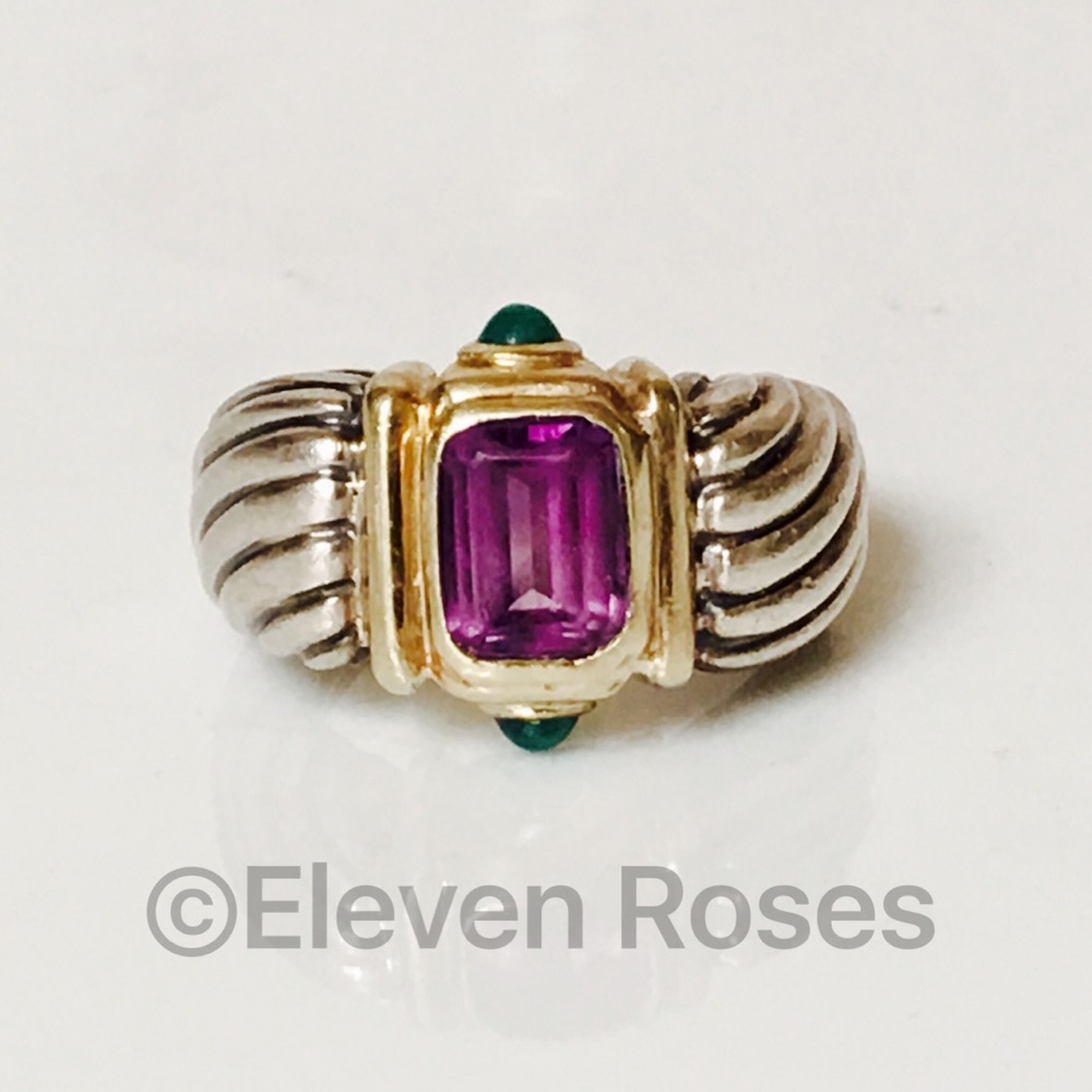 David Yurman Amethyst Green Onyx Renaissance Ring - Picture 6 of 6