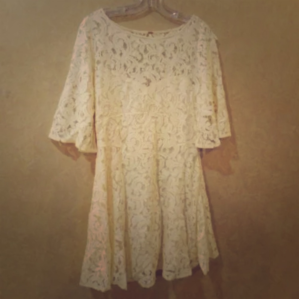 NWT Free people fit and flare ivory lace dress