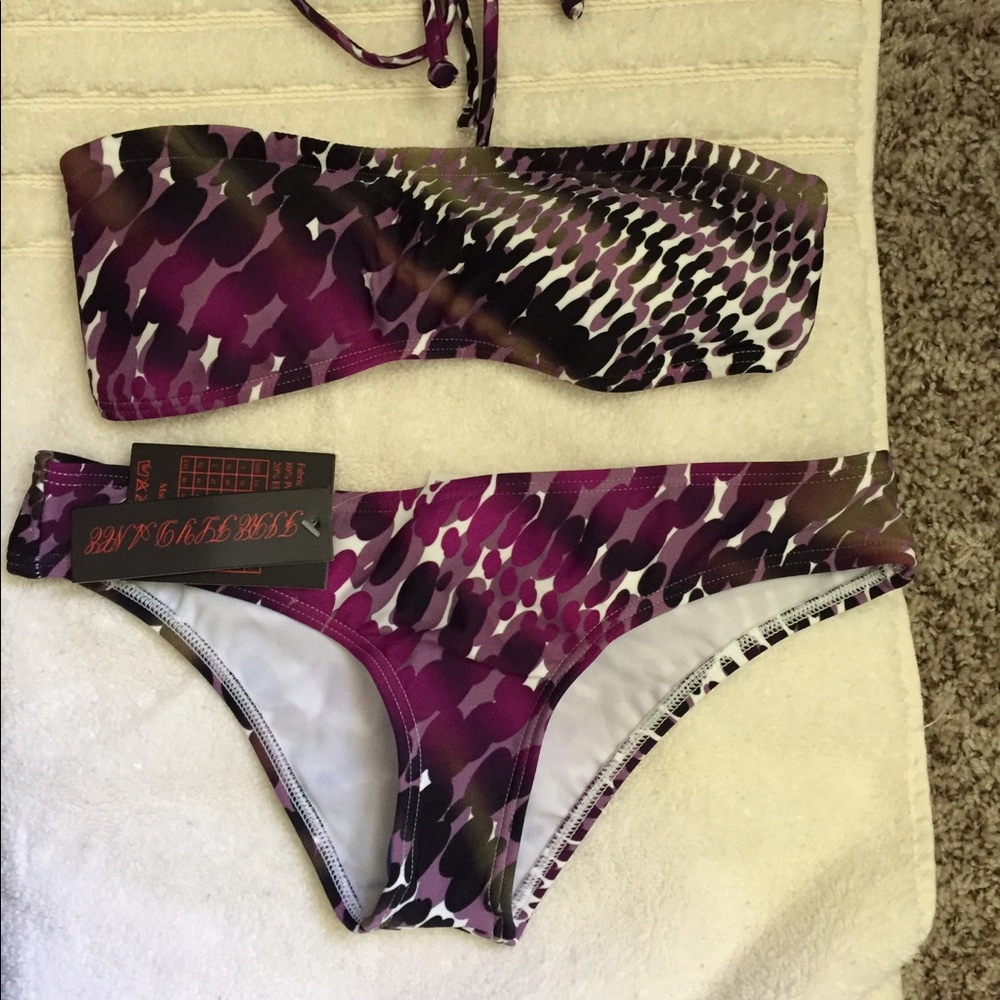 Adorable purple print bathing suit