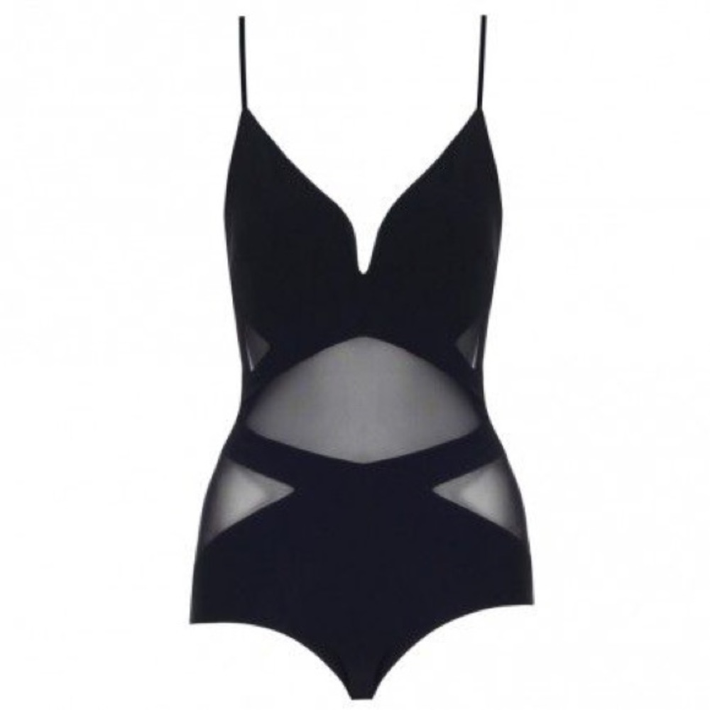 Caged Sundown Bonded One Piece SWIMSUIT Black NEW - Picture 4 of 4