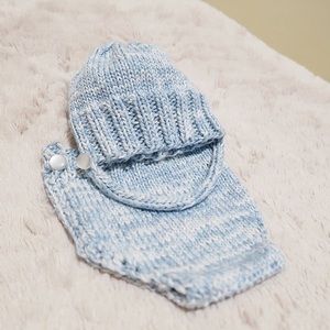 "Blue Boy" hand-knitted baby set.