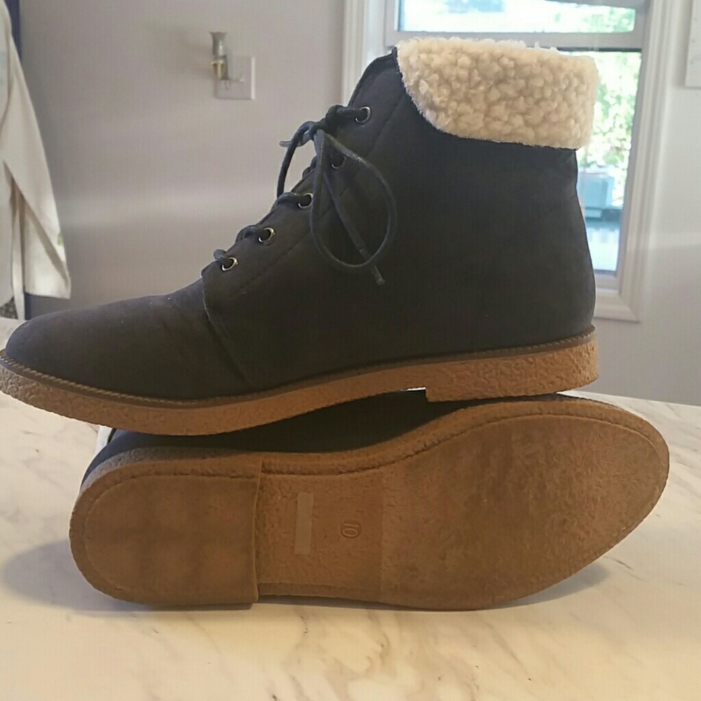 Navy Blue Suede Boots