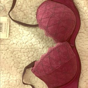 Push-up bra 32b burgundy lace