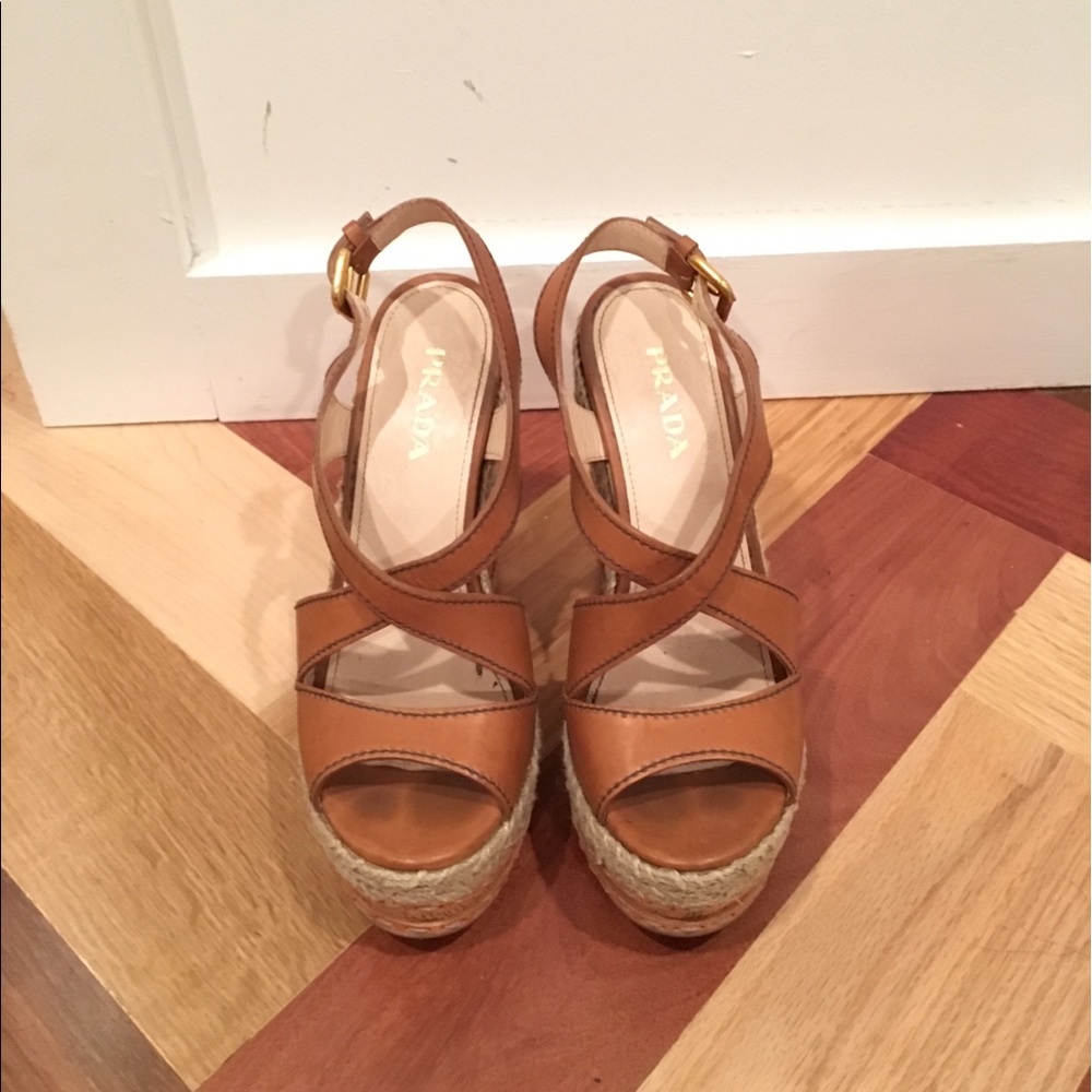 Prada wedges/platform sandals cross cross straps