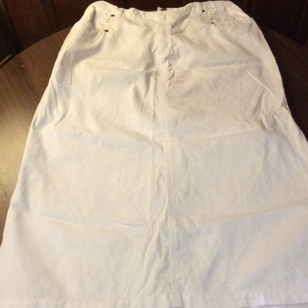 White Denim Midi Skirt