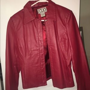 Red leather jacket
