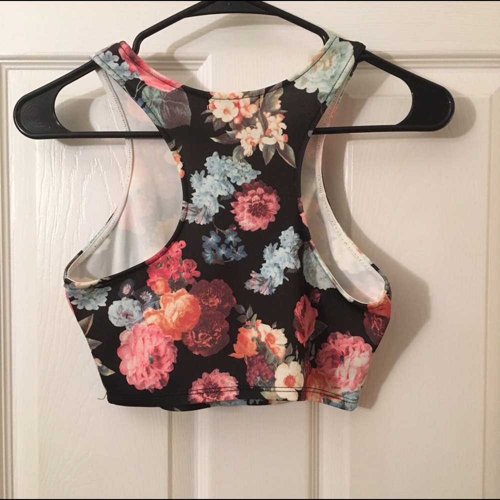 Floral Racerback Crop Top - Picture 2 of 4