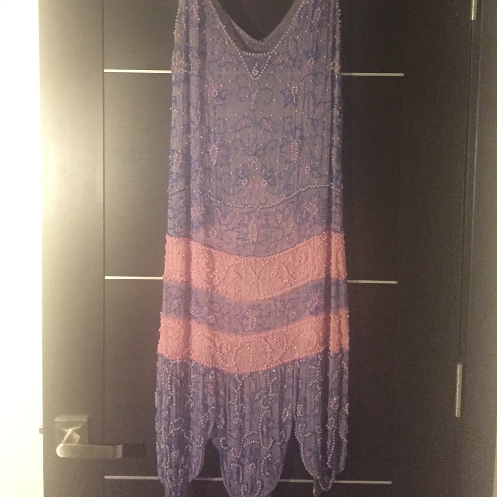 Gorgeous beaded dress with pure silk slip