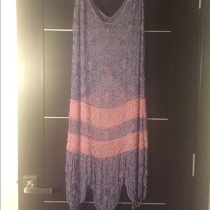 Gorgeous beaded dress with pure silk slip