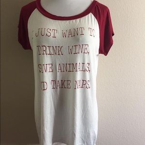 SiZe large boutique shirt save animals drink wine