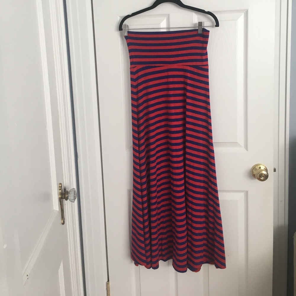 Lularoe Maxi Skirt - Red and Blue Stripe - XS