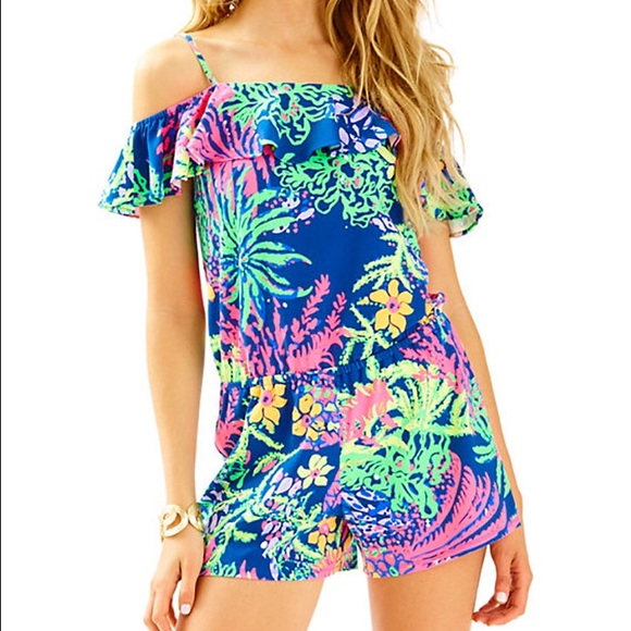 Lilly Pulitzer Klea Romper In Indigo All a Glow - Picture 1 of 6