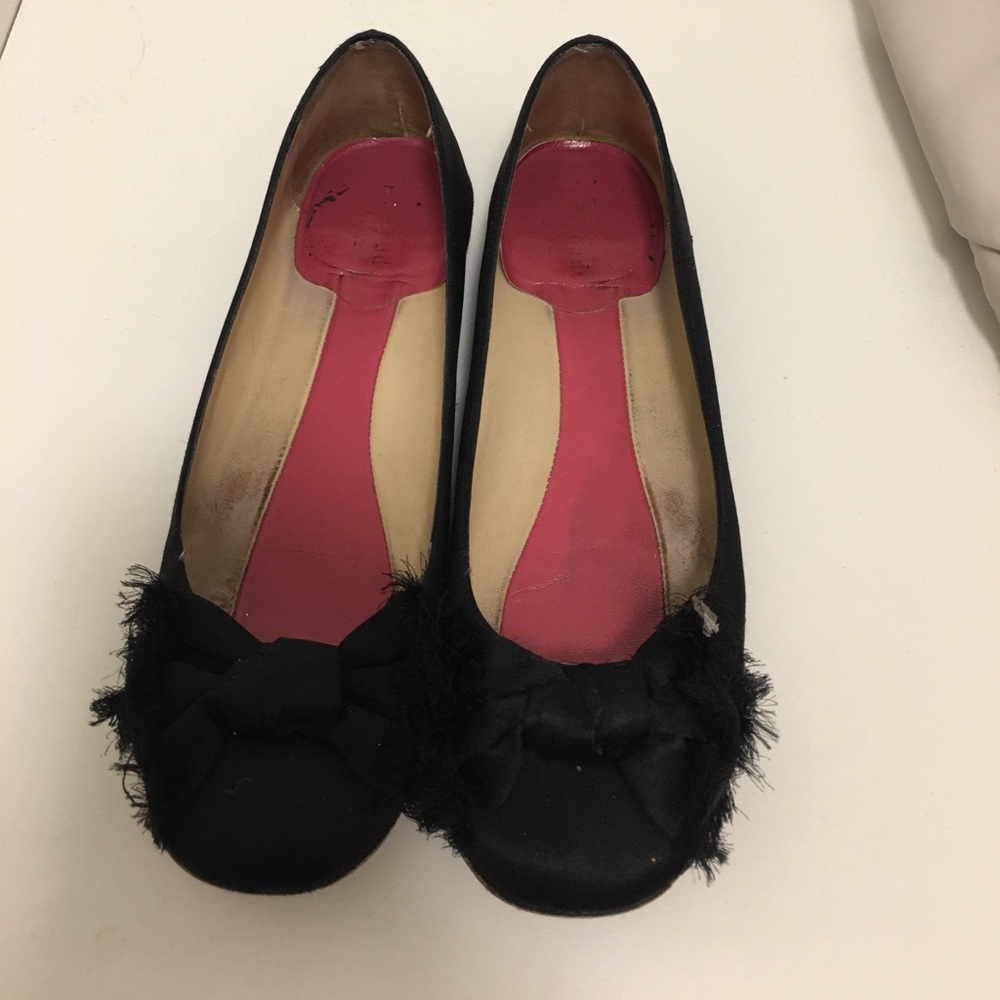 Kate Spade black satin ballet flats.