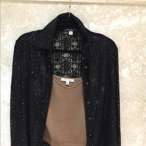 St John jeweled, sheer Evening blouse w Cami