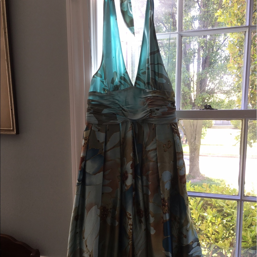 Gorgeous teal and brown women's dress size 12