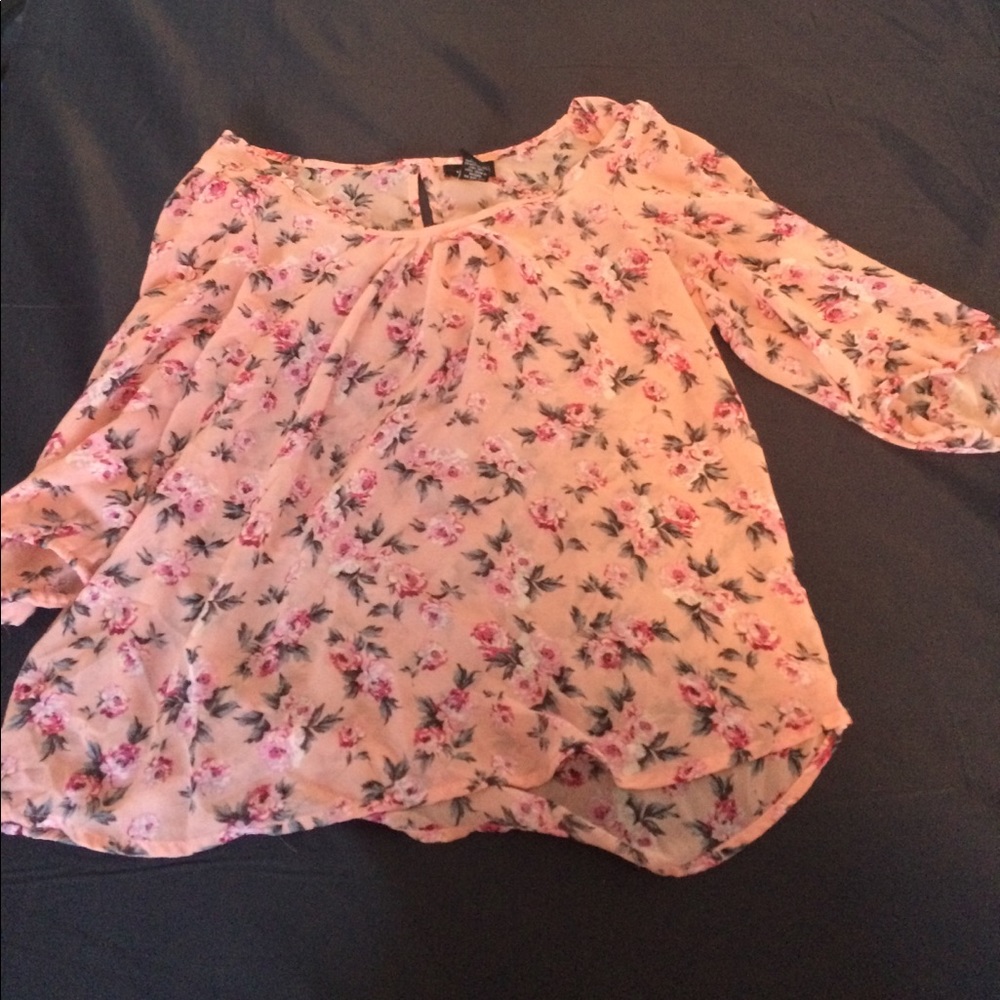 Rue21 Pink Flower Print Sheer Top