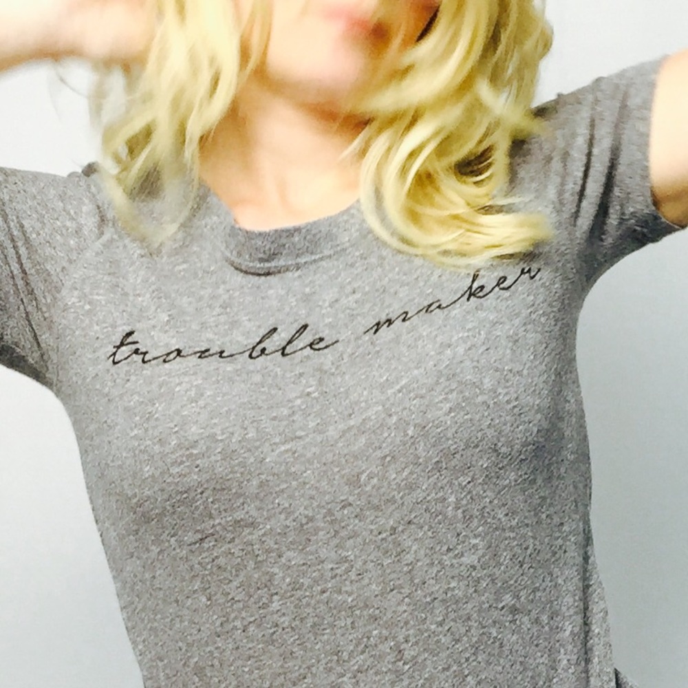 SOLD Forever Trouble Maker Tee heather gray med