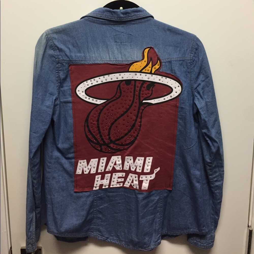 Miami Heat top. Custom made by hand w rhinestones