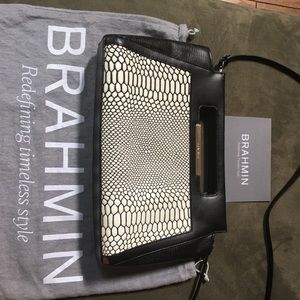 Brahmin Black and White Clutch & Shoulder Purse